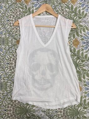 Zadig & Voltaire White V-Neck Skull Tank Top